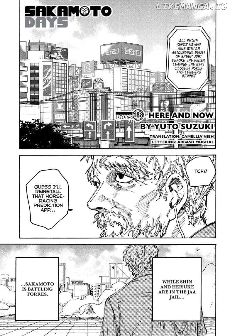 Sakamoto Days Manga Chapter 188 page 1 - Here and Now