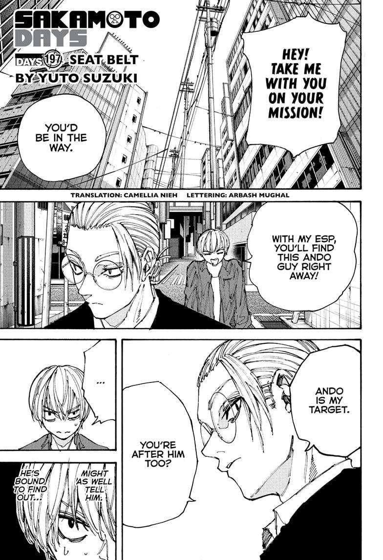 Sakamoto Days Manga Chapter 197 page 1 - Seat Belt