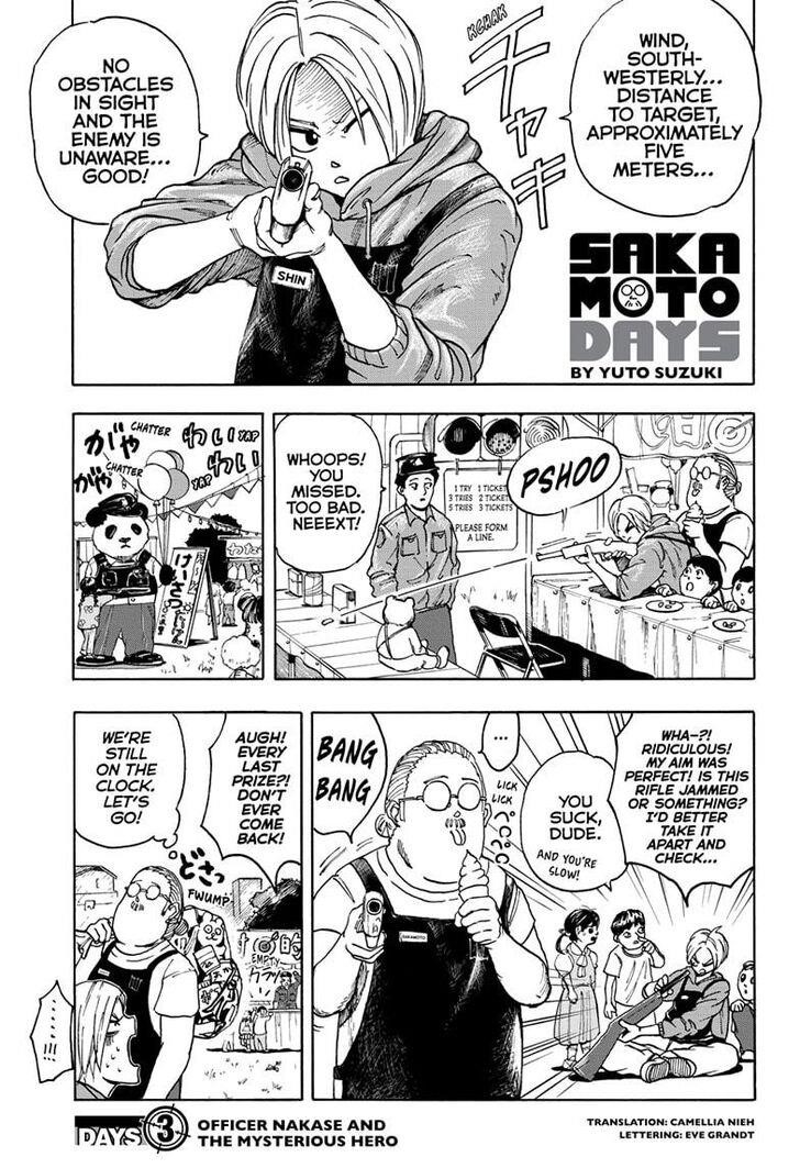 Sakamoto Days Manga Chapter 3 page 1 - Officer Nakase and the Mysterious Hero